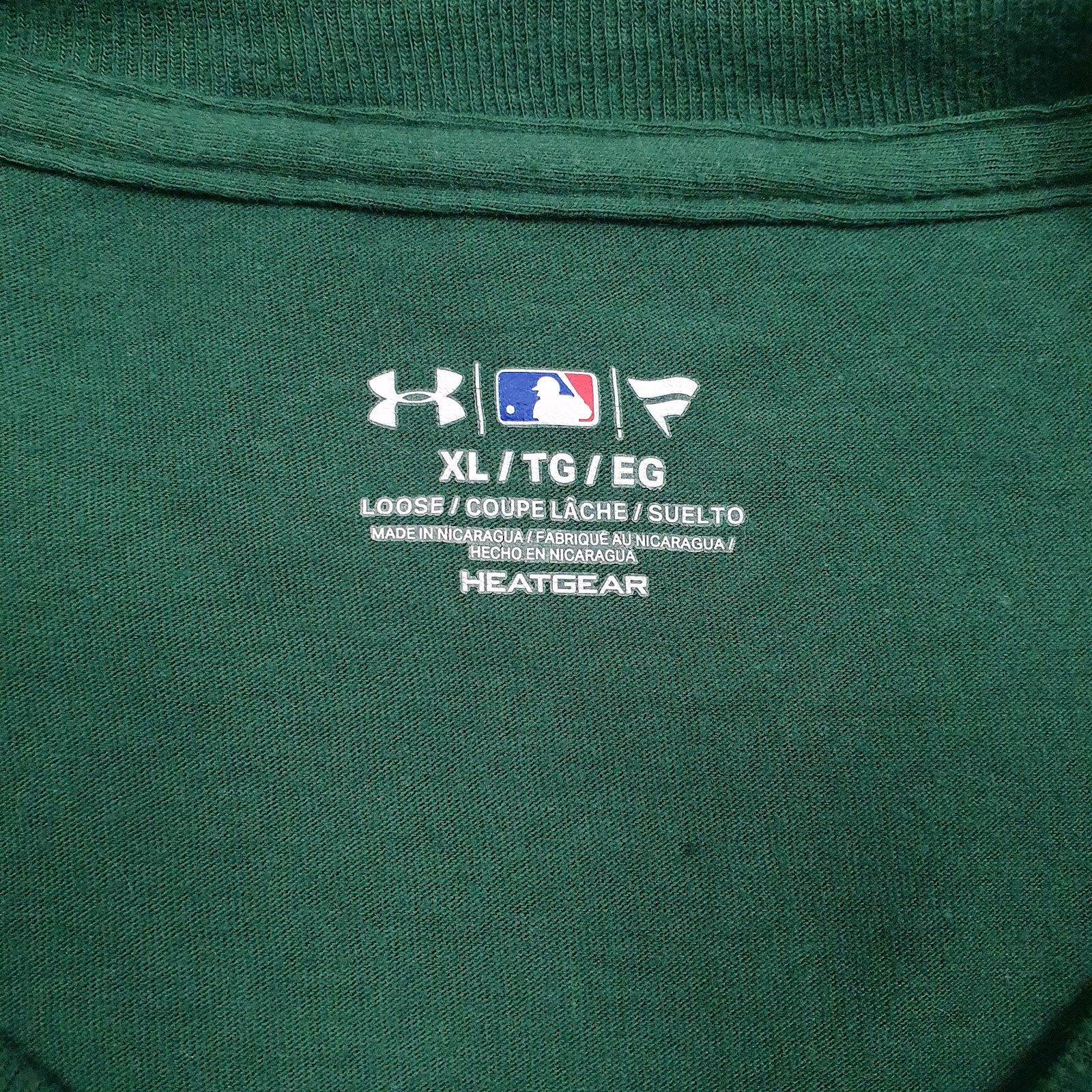 Mens Green Under Armour MLB Oakland Athletics Heat Gear  T Shirt