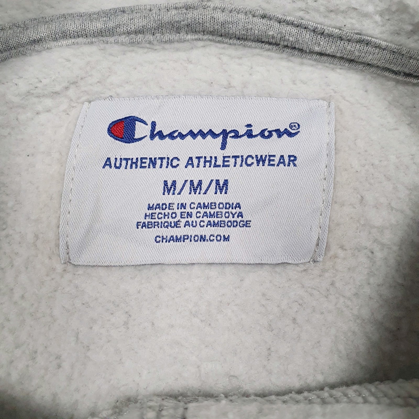 Mens Grey Champion Spellout Hoodie Jumper