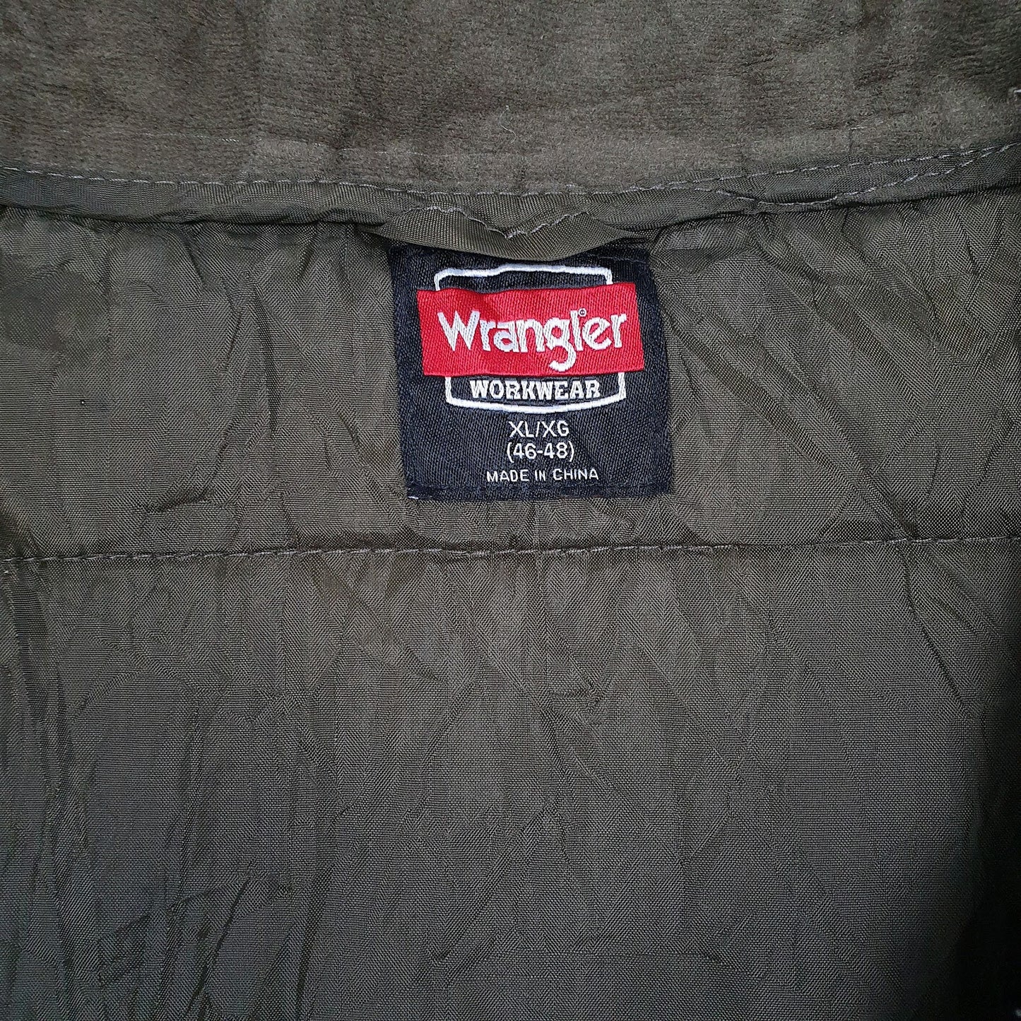 Mens Green Wrangler Workwear Padded Hooded  Coat