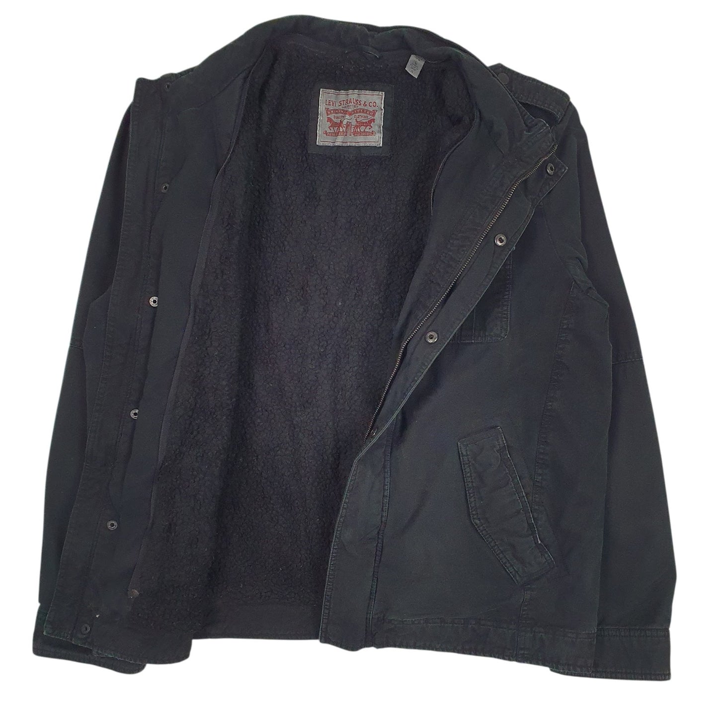 Mens Black Levis Padded Sherpa Lined  Coat