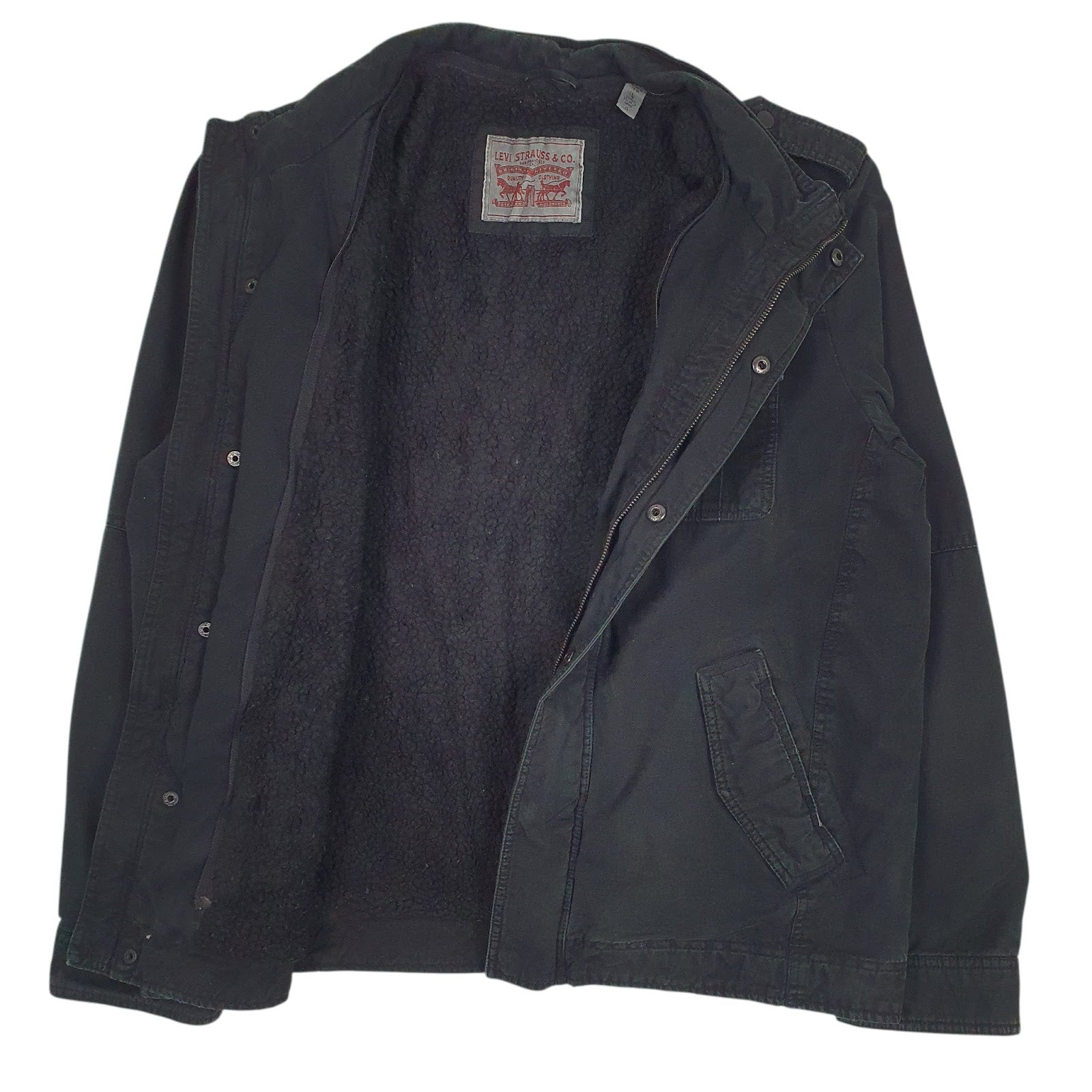 Mens Black Levis Padded Sherpa Lined  Coat