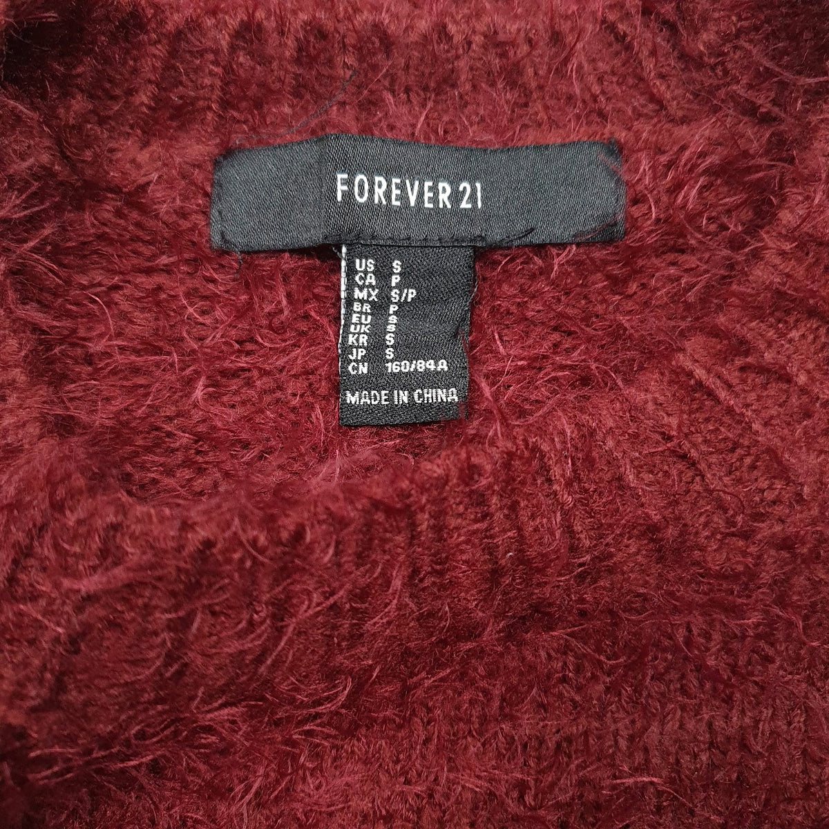Womens Burgundy Forever 21 Fluffy Crewneck Jumper