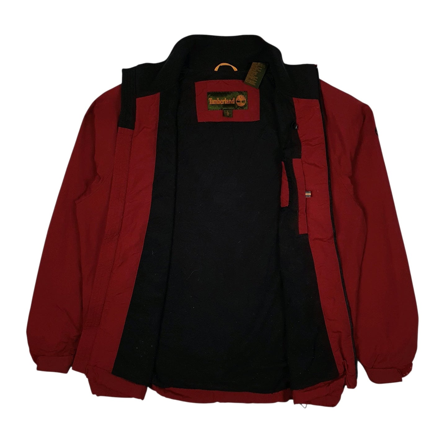 Mens Red Timberland Windbreaker Hoodie Coat