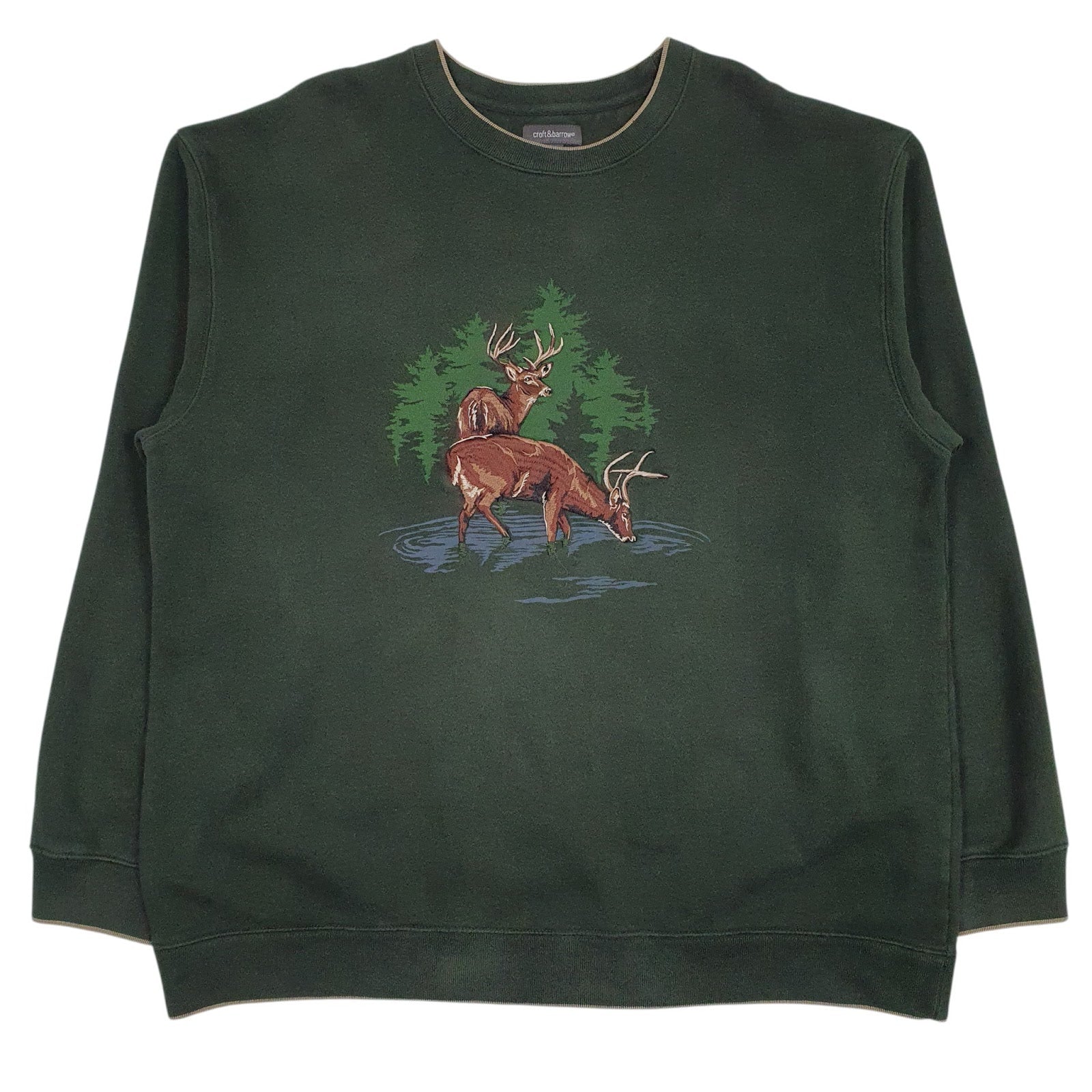 Mens Green Croft & Barrow  Crewneck Jumper