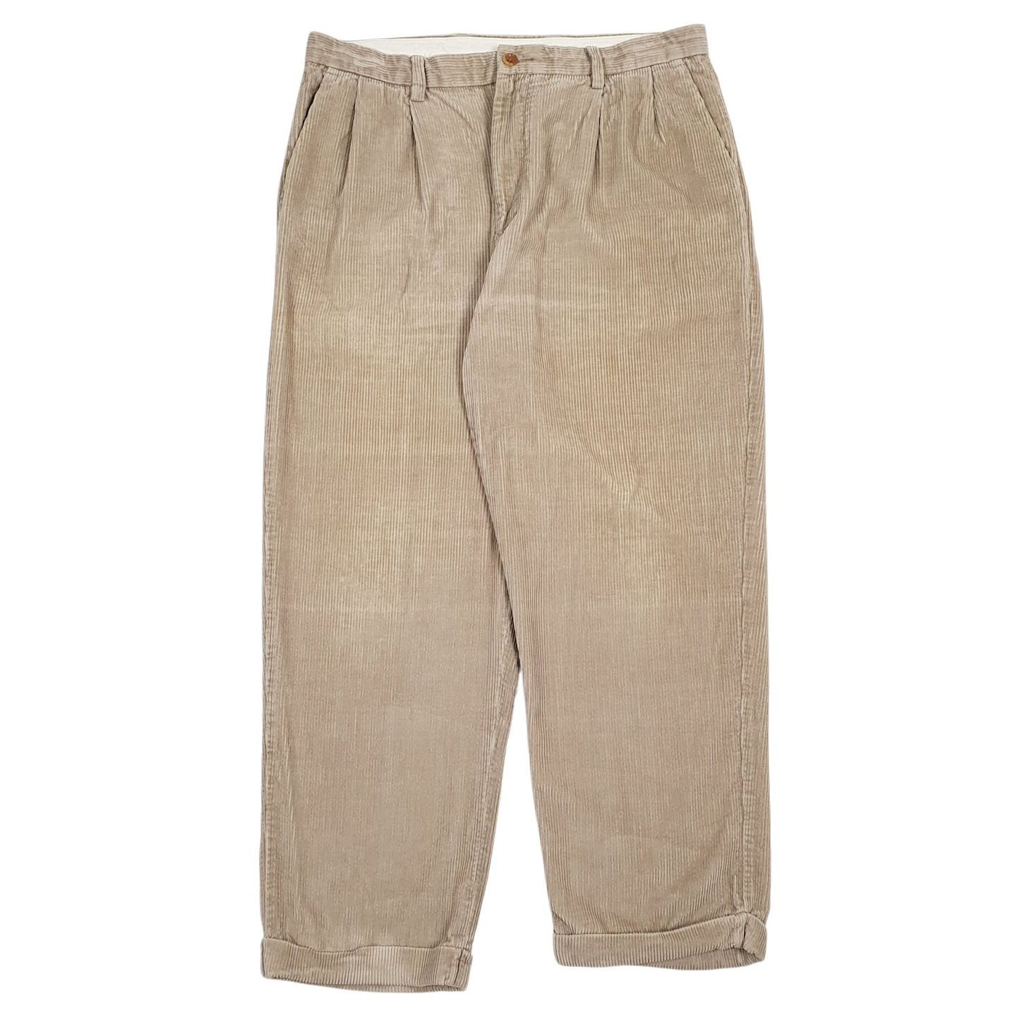 Mens Brown Nautica Rigger Pleated Corduroy Trousers
