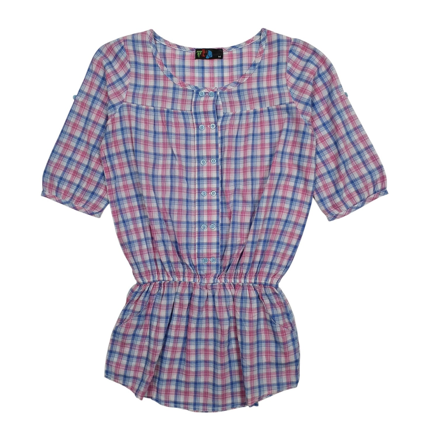 Womens Blue TRU  Short Sleeve Dress