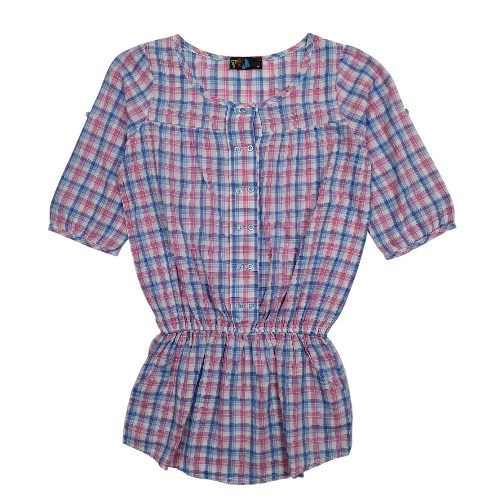 Womens Blue TRU  Short Sleeve Dress
