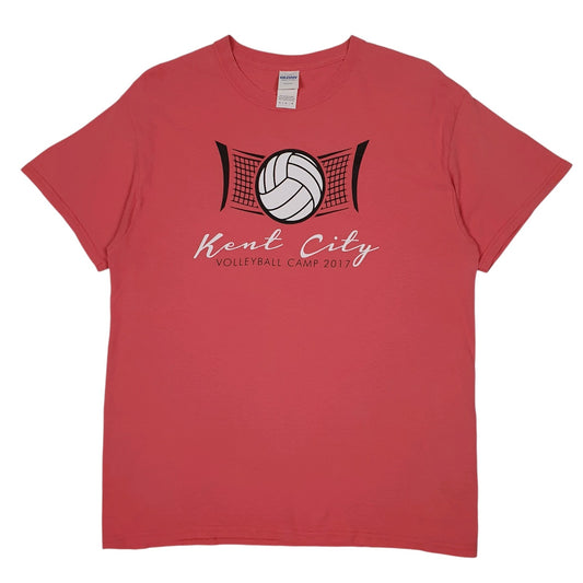 Mens Pink Gildan Kent City Volleyball Short Sleeve T Shirt