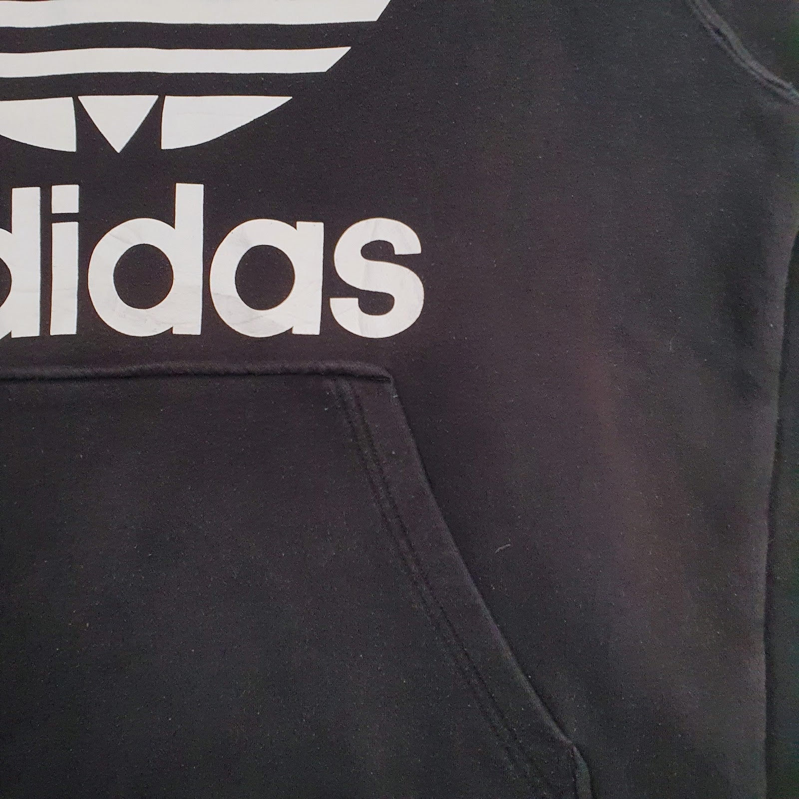Mens Black Adidas Spellout Hoodie Jumper