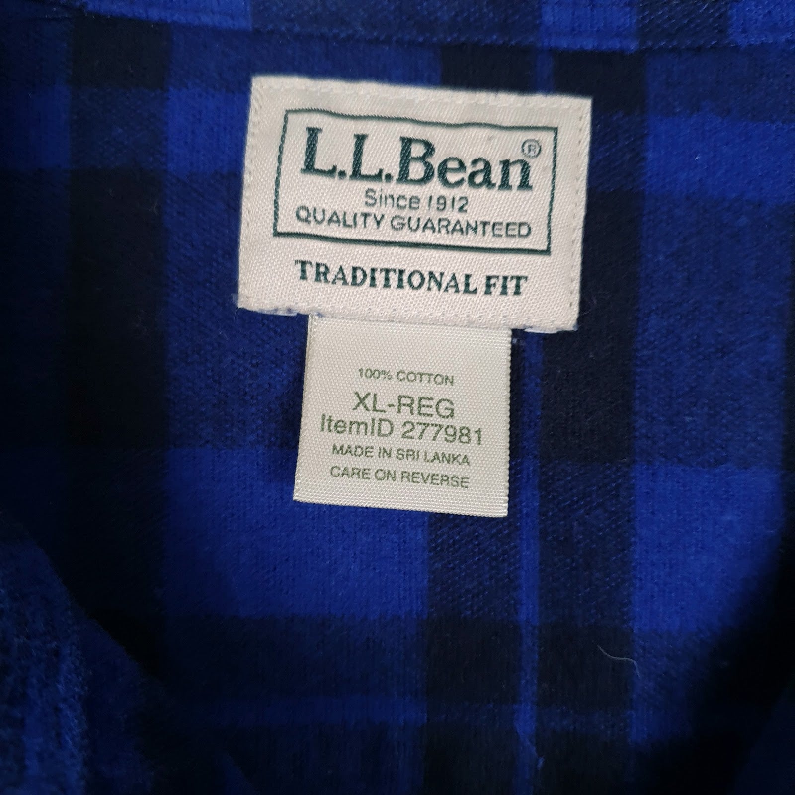 Mens Blue L.L.Bean Chamois  Shirt
