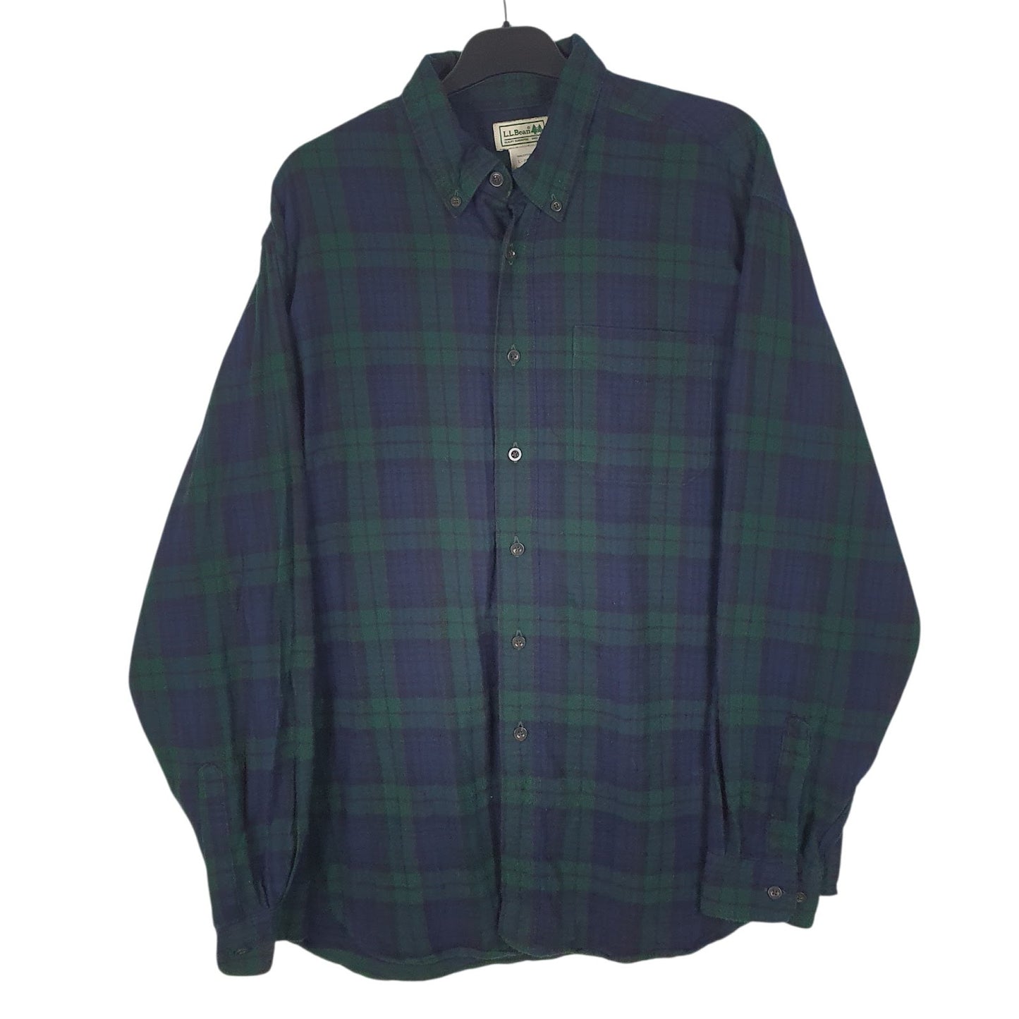 Mens Navy L.L.Bean Flannel Long Sleeve Shirt