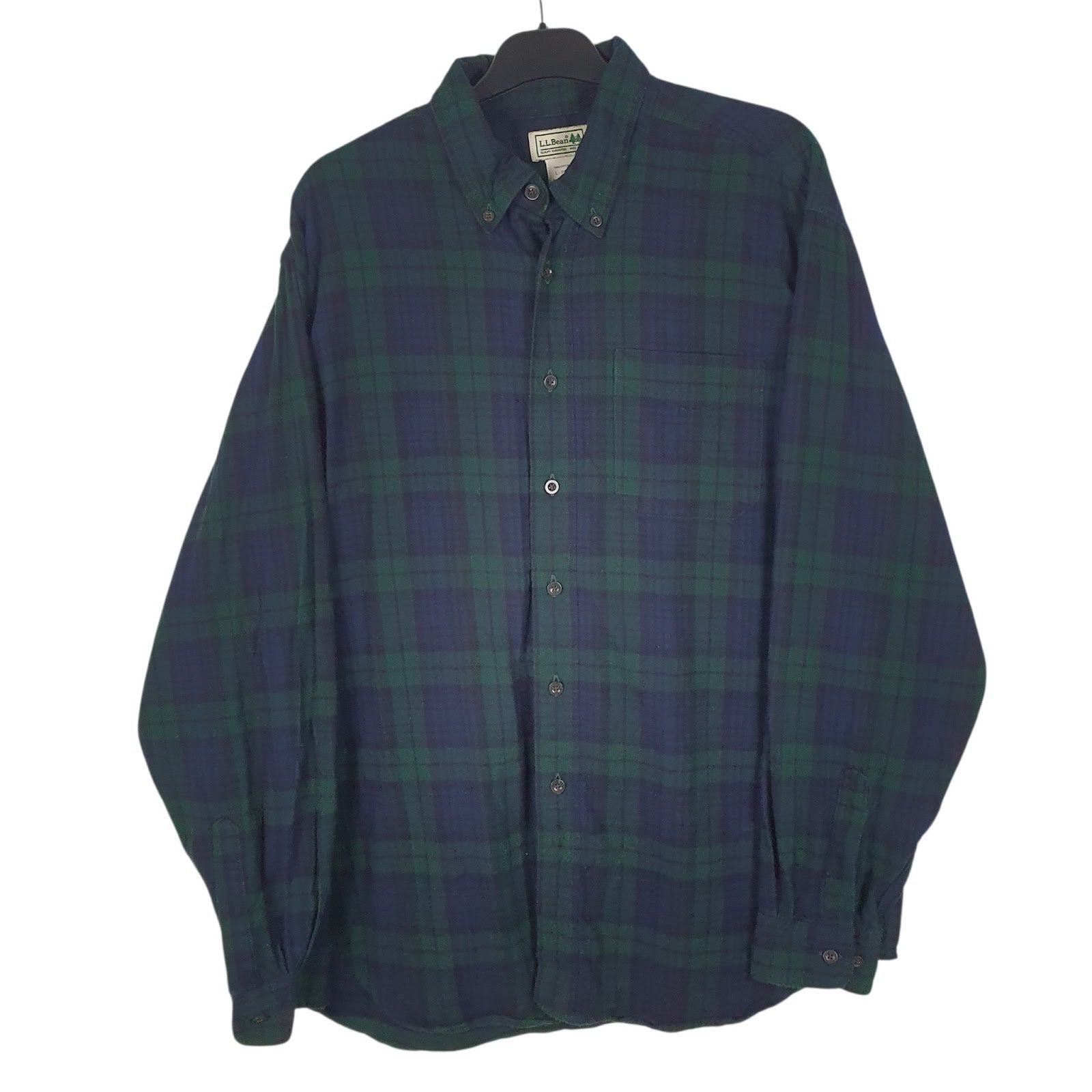 Mens Navy L.L.Bean Flannel Long Sleeve Shirt