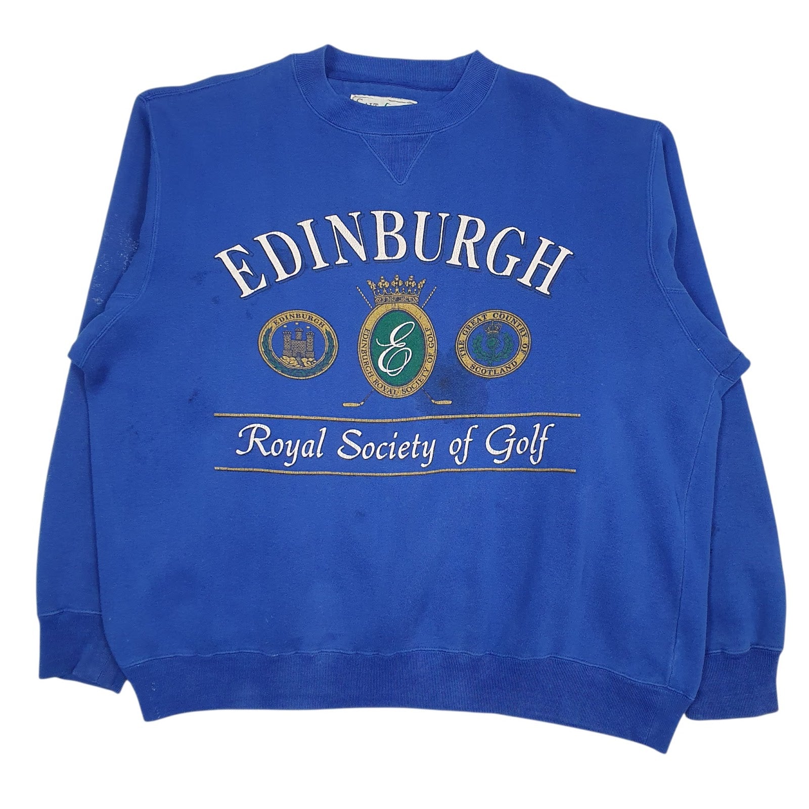 Mens Blue Galt Sand Vintage Edinburgh Royal Society Of Golf Crewneck Jumper