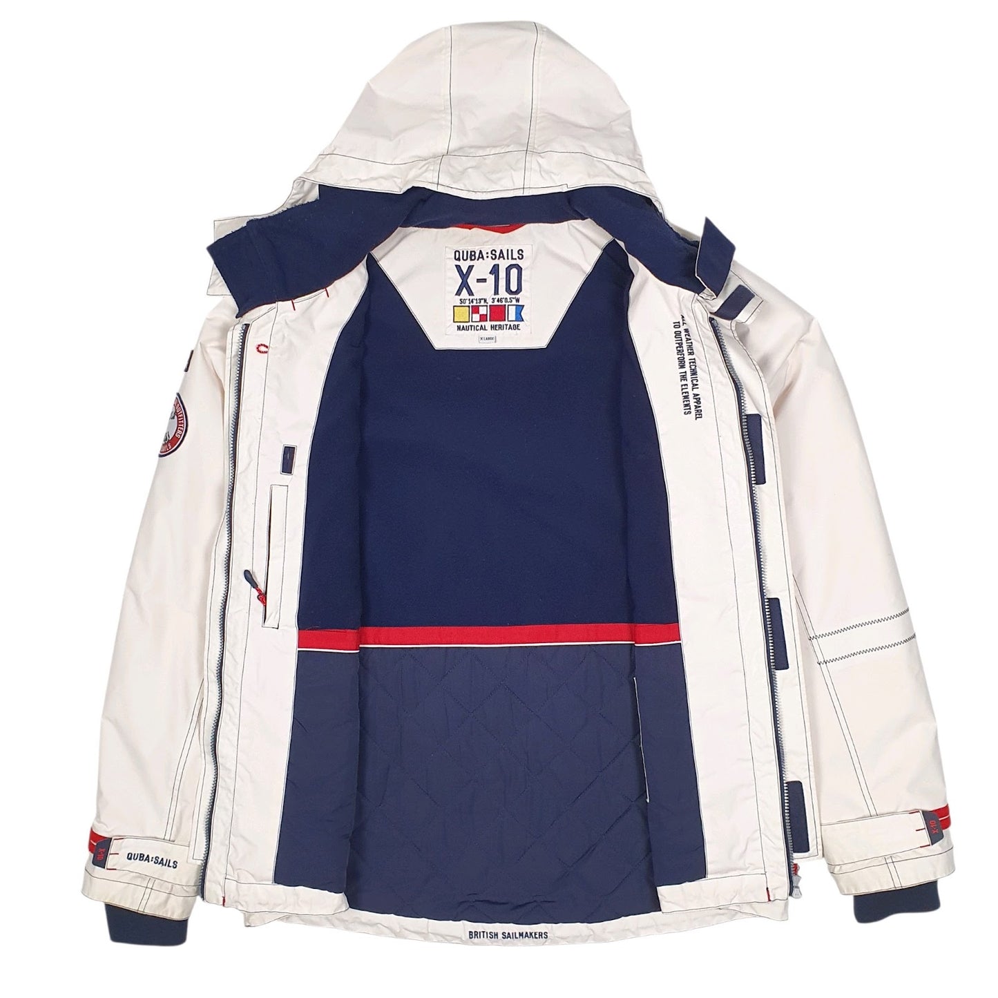 Mens White Quba Sails Sailing Nautical  Coat