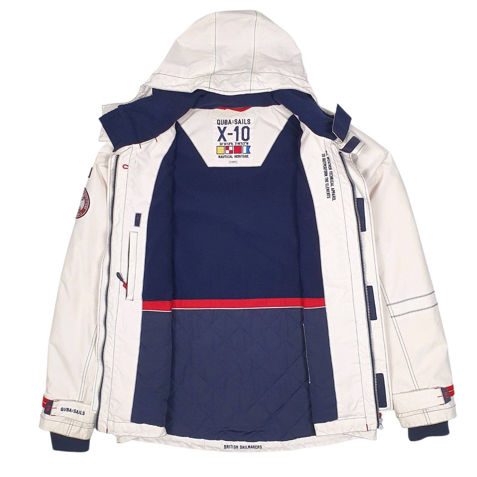 Mens White Quba Sails Sailing Nautical  Coat