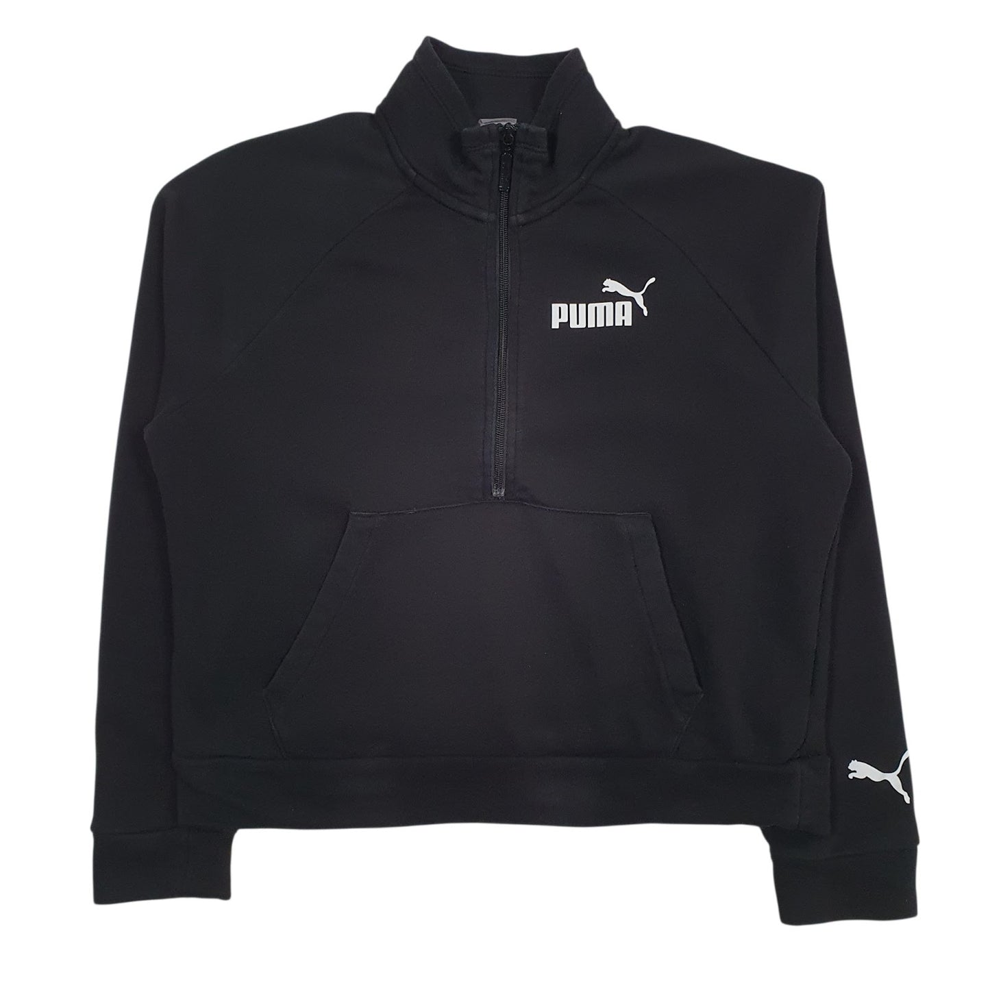 Womens Black Puma  Quarter Zip Jumper