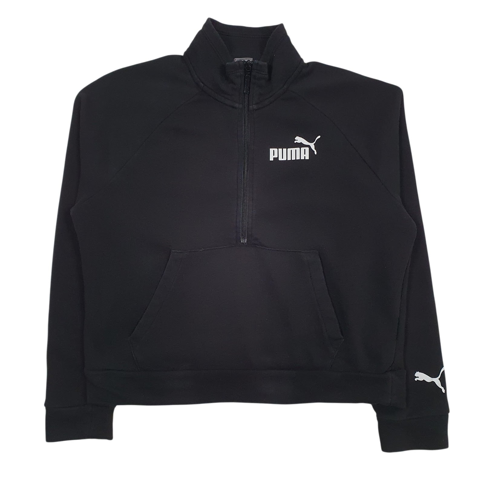 Womens Black Puma  Quarter Zip Jumper