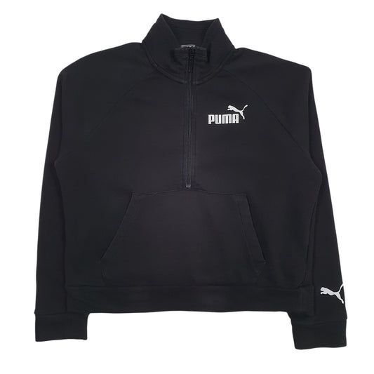 Womens Black Puma  Quarter Zip Jumper