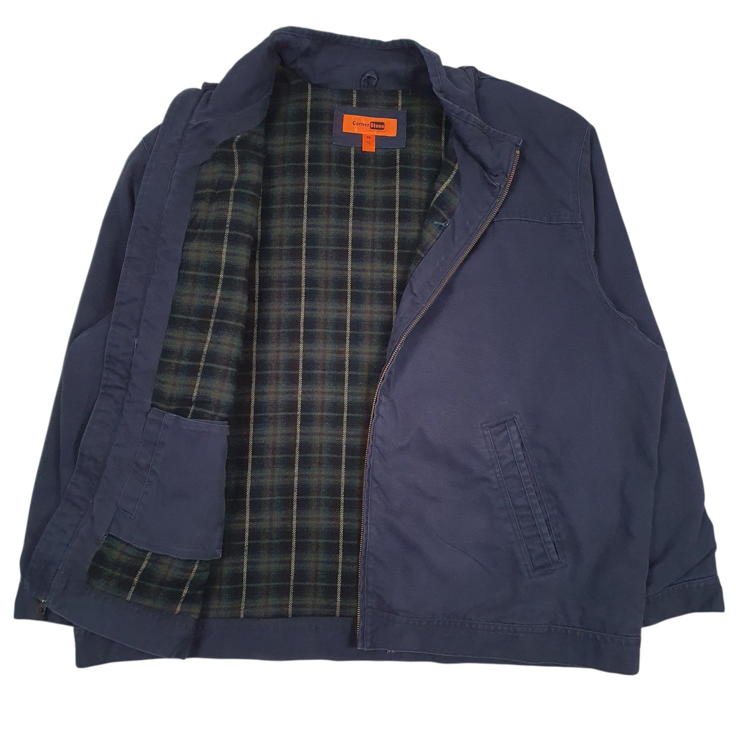 Mens Navy Corner Stone Padded Blanket Lined Crewneck Coat