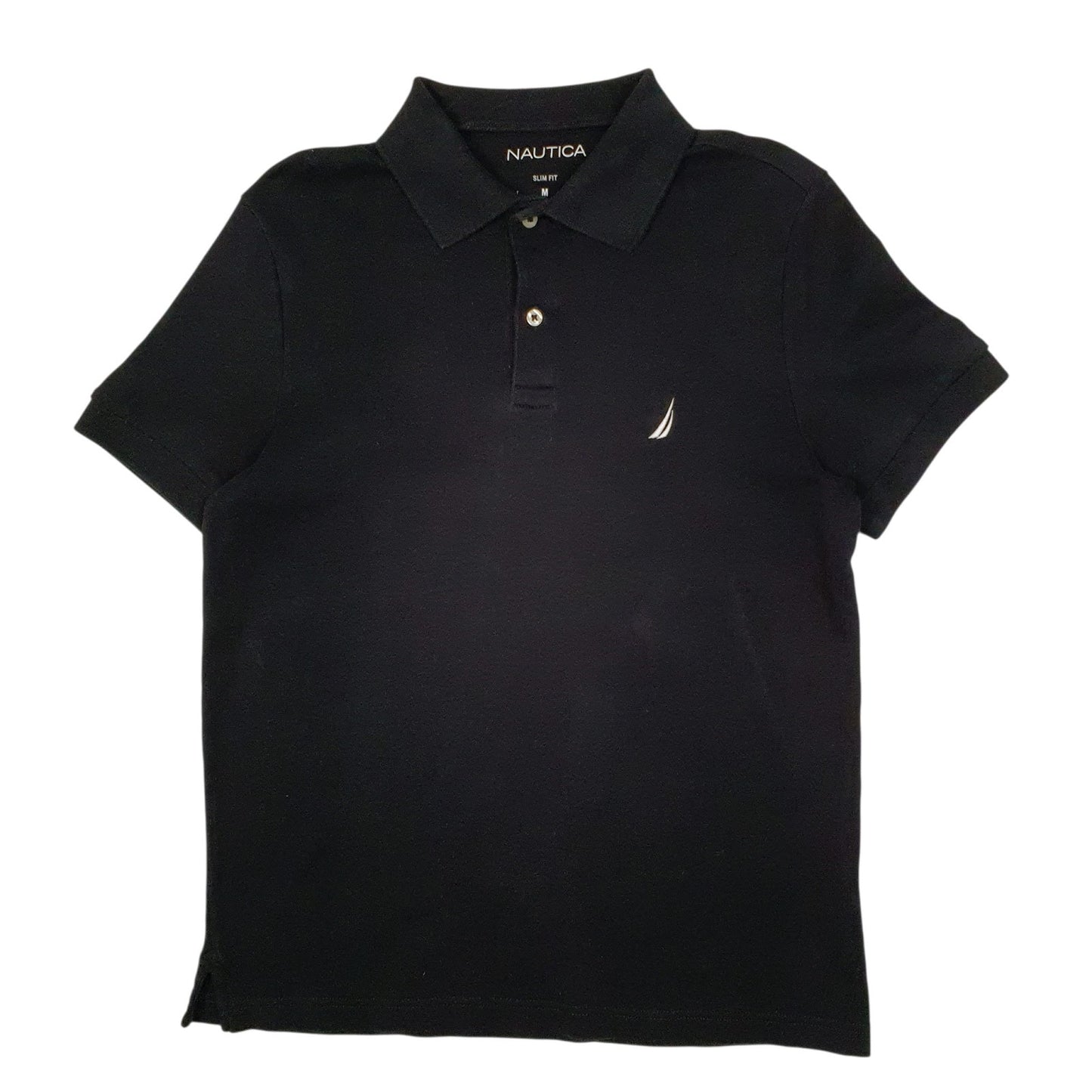 Mens Black Nautica Slim Fit Short Sleeve Polo Shirt