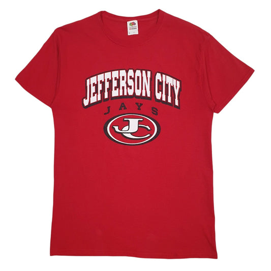 Mens Red Fruit Of The Loom Jefferson City Jays Short Sleeve T Shirt