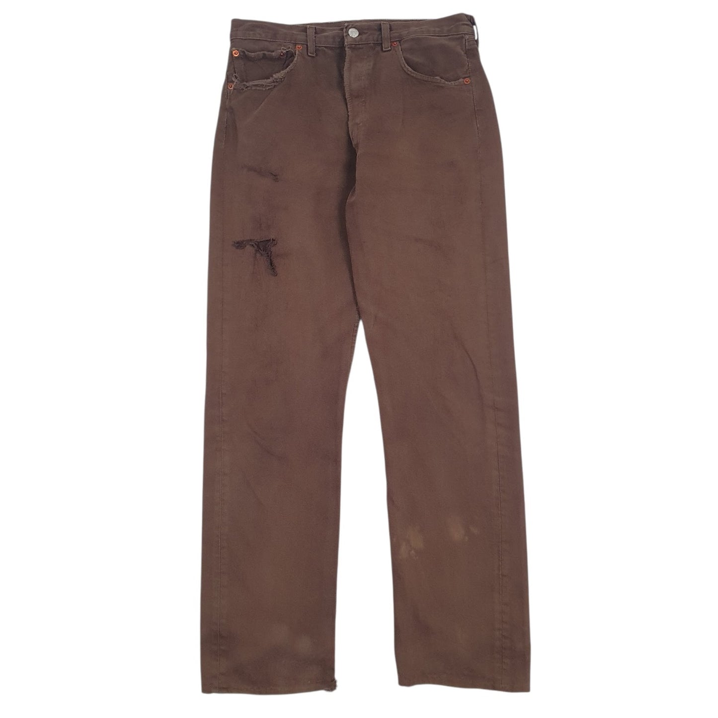 Mens Brown Levis Vintage 90s 501 JeansW32 L30