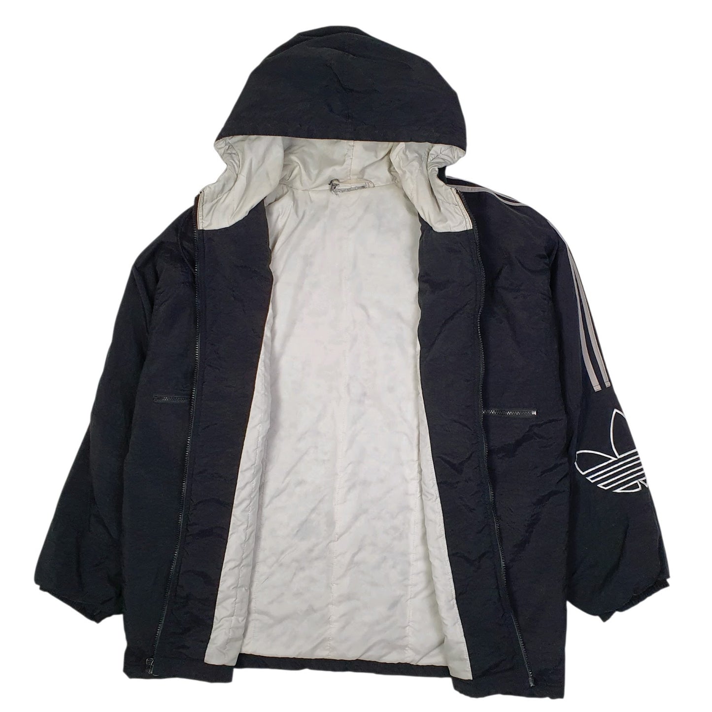 Mens Black Adidas Vintage 90s Windbreaker Crewneck Coat