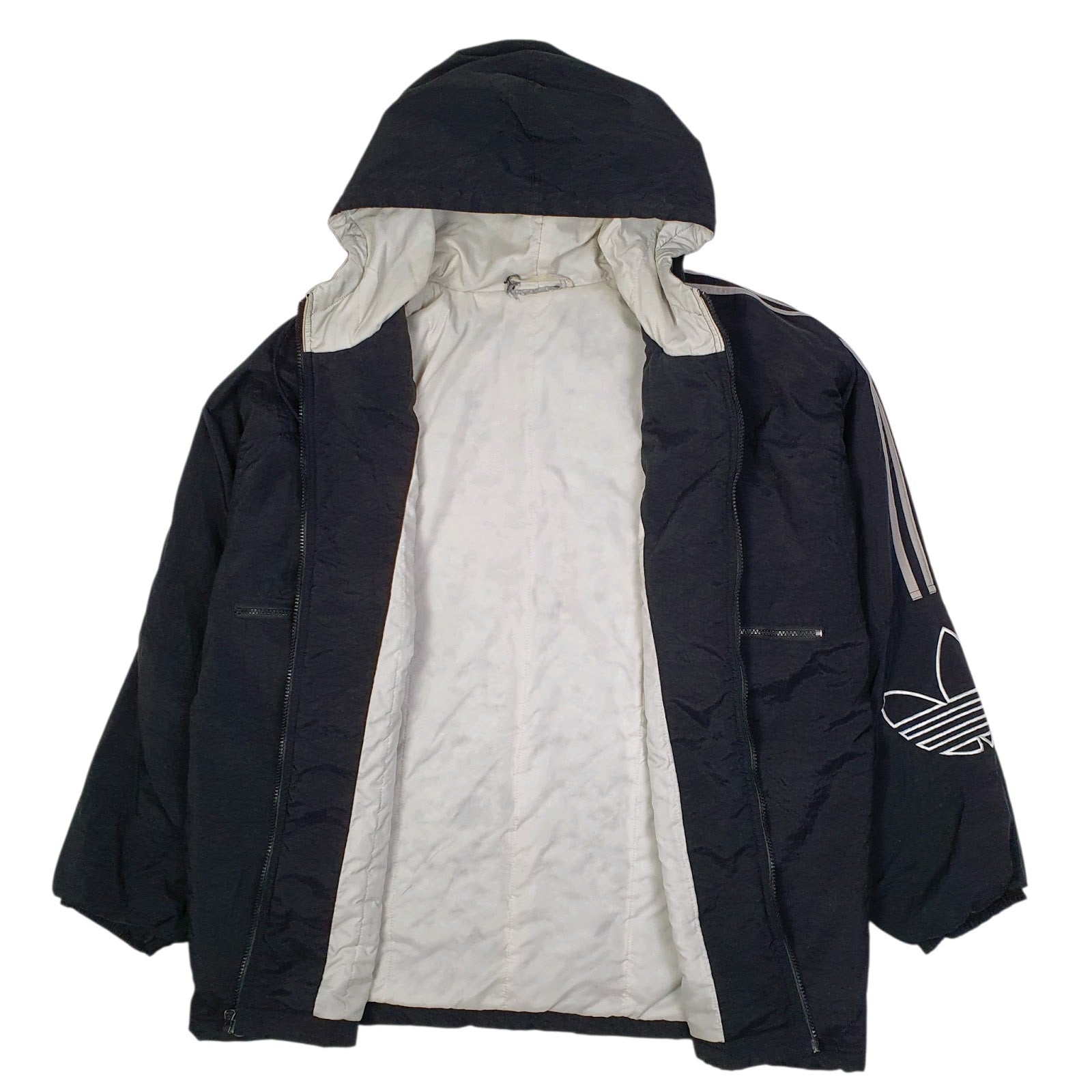 Mens Black Adidas Vintage 90s Windbreaker Crewneck Coat