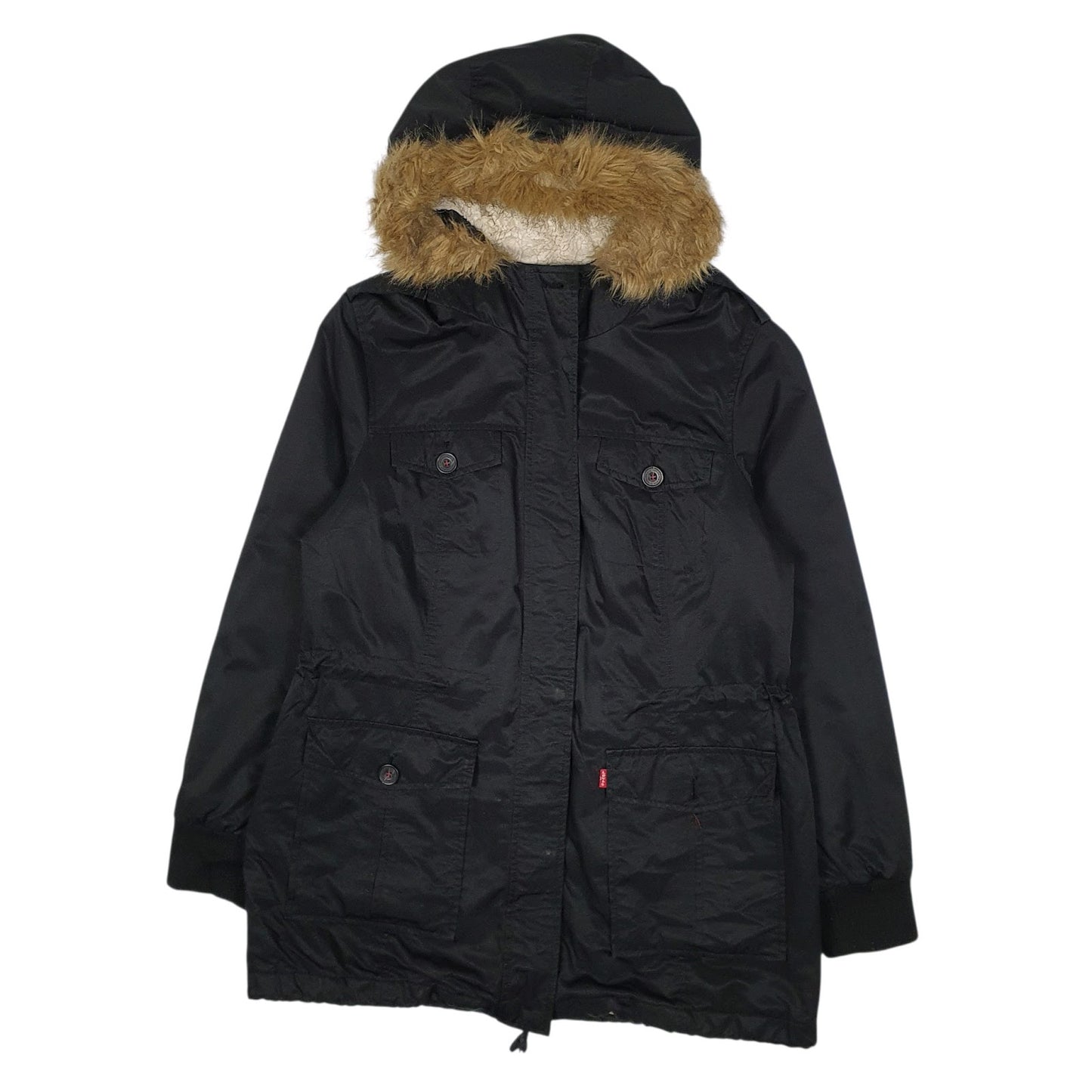 Mens Black Levis Sherpa Lined  Coat