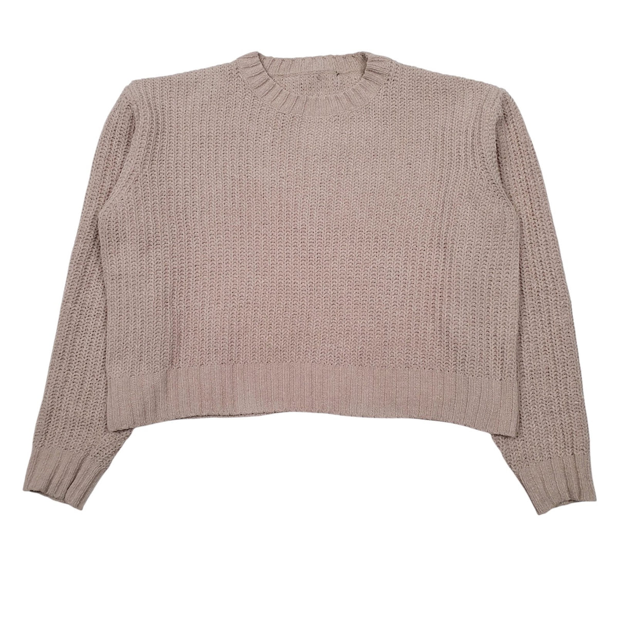 Womens Brown Unbranded Knit Cropped Oversized Crewneck Jumper