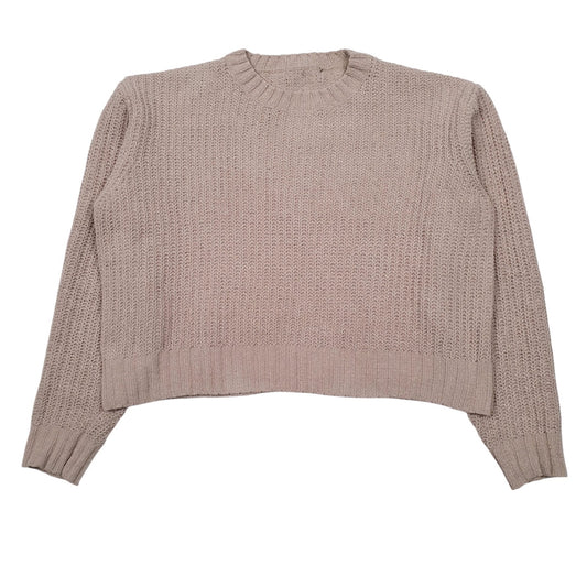 Womens Brown Unbranded Knit Cropped Oversized Crewneck Jumper