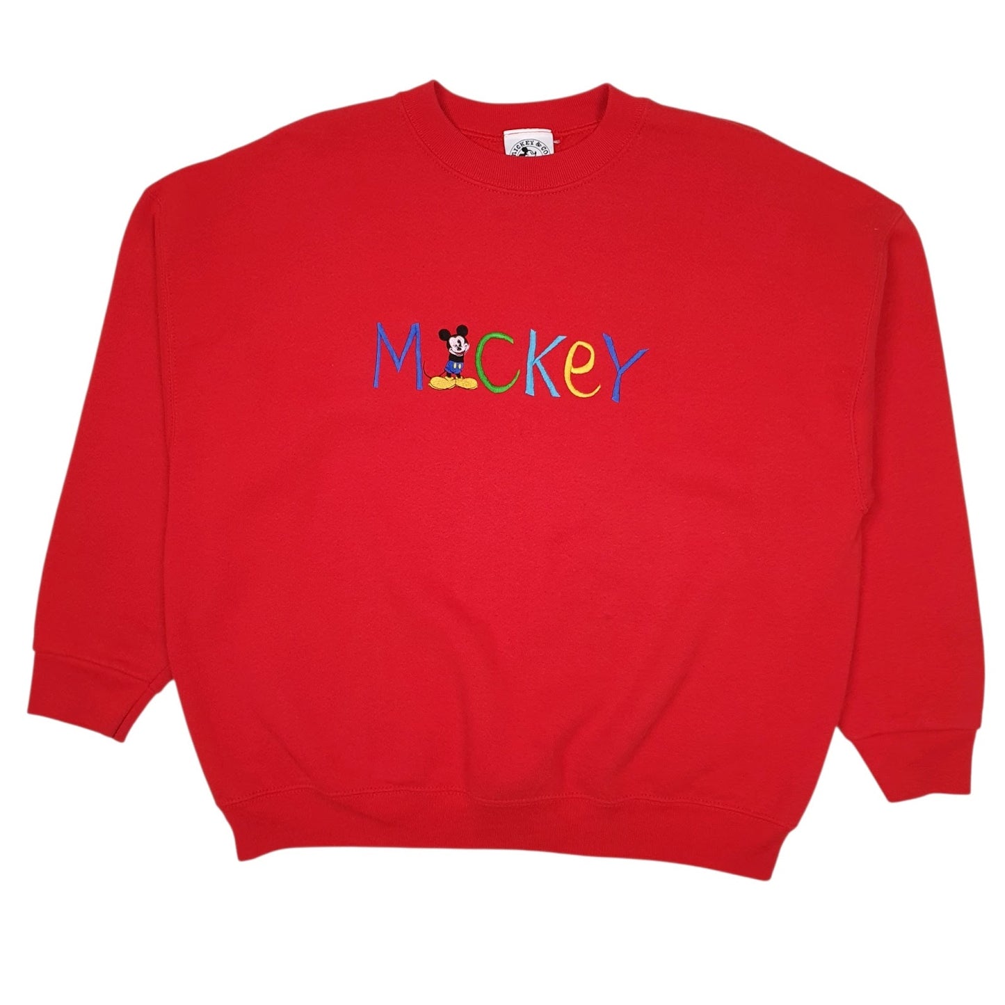 Mens Red Mickey & Co Mickey Mouse Vintage 90s Made In USA Crewneck Jumper