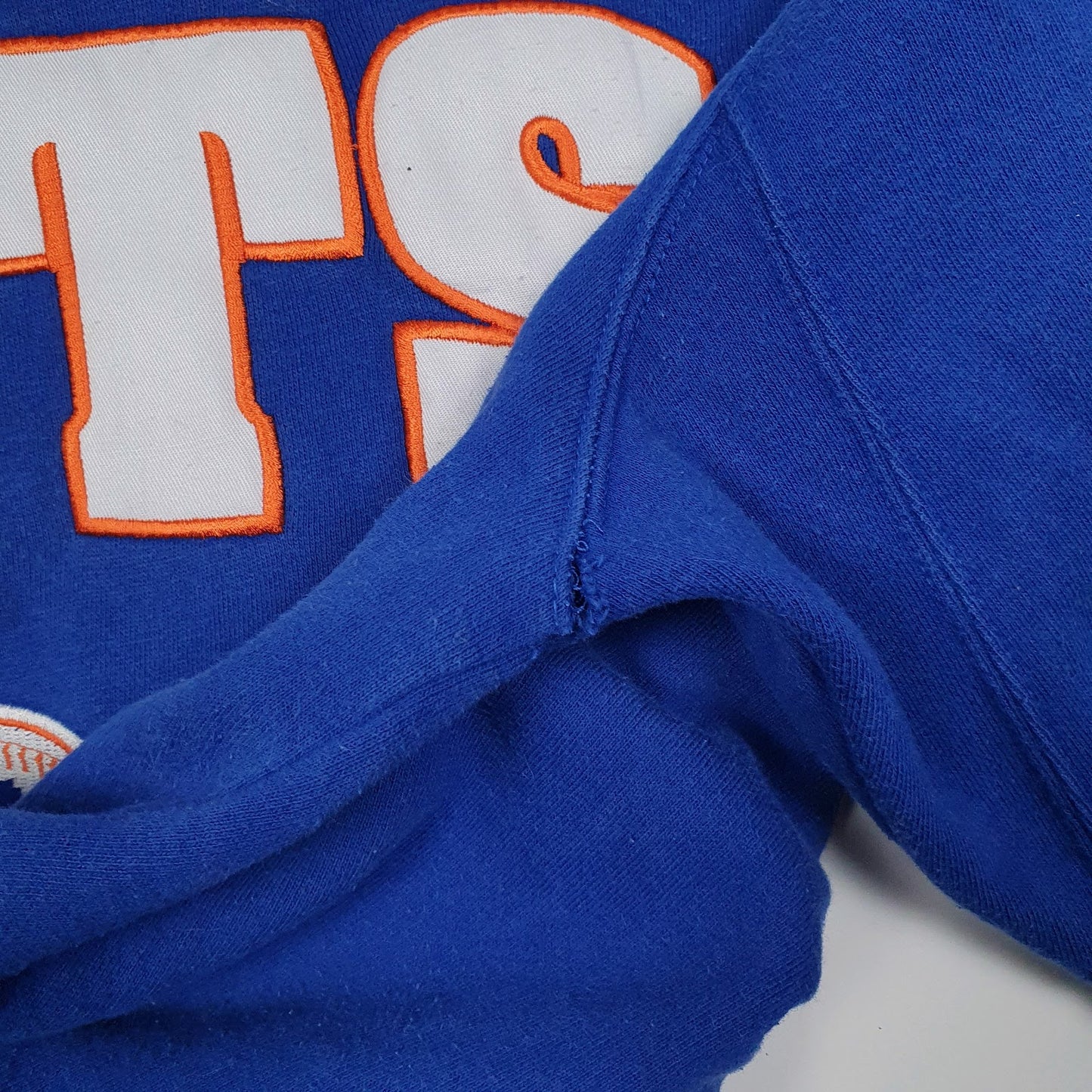 Mens Blue Adidas New York Mets MLB Baseball Vintage 2000s Hoodie Jumper