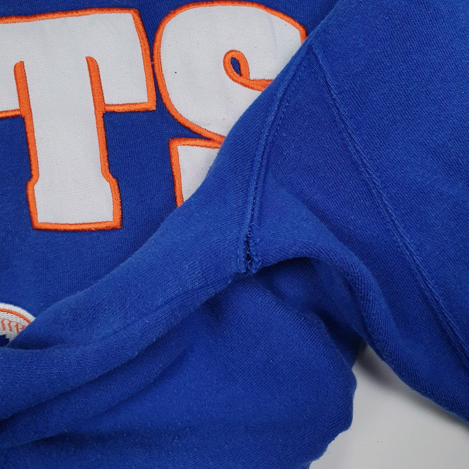 Mens Blue Adidas New York Mets MLB Baseball Vintage 2000s Hoodie Jumper