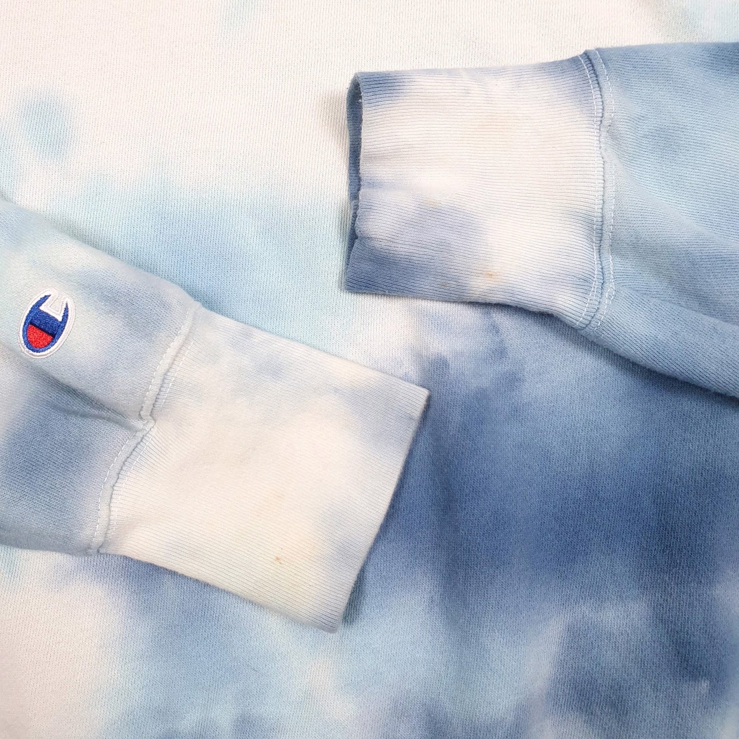 Mens White Champion Tie Dye Oversized Lightweight Hoodie Jumper