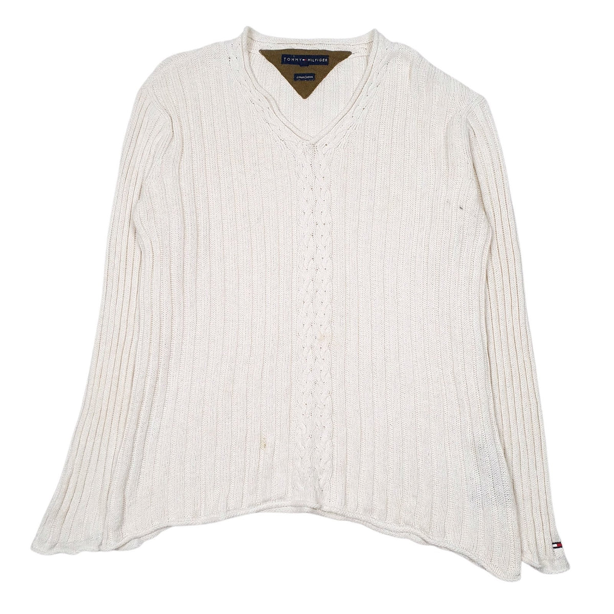 Womens Cream Tommy Hilfiger Knit V Neck Jumper