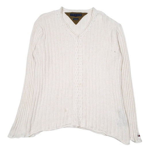 Womens Cream Tommy Hilfiger Knit V Neck Jumper