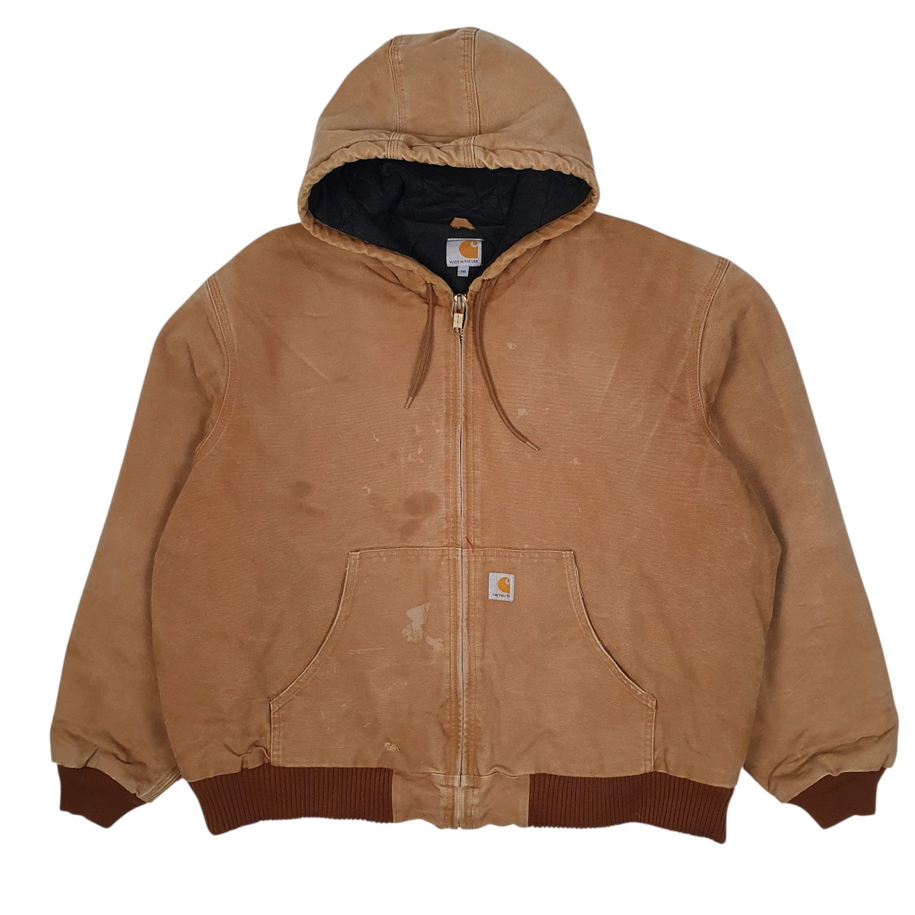 Mens Brown Carhartt Active Made in USA Full Zip Coat