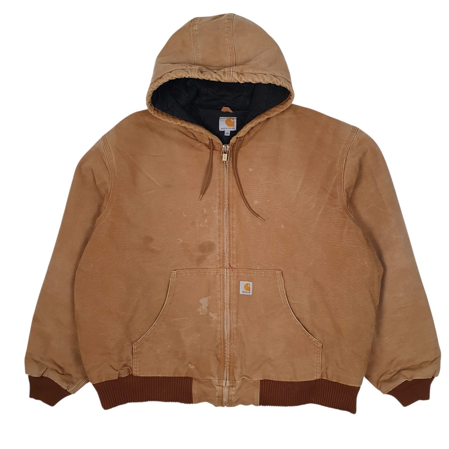 Mens Brown Carhartt Active Made in USA Full Zip Coat