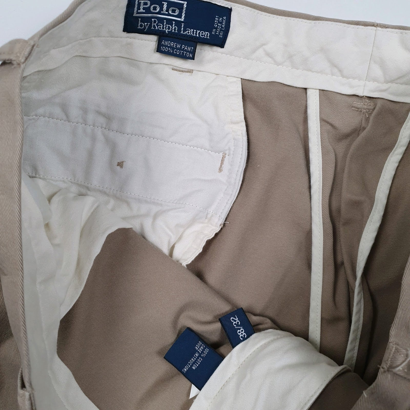 Mens Beige Polo Ralph Lauren Andrew Pant Double Pleated  Trousers