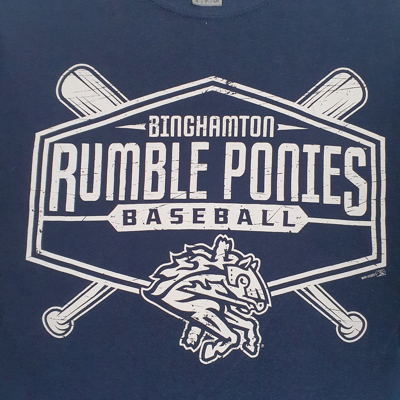 Mens Navy Gildan Binghamton Rumble Ponies Baseball  T Shirt