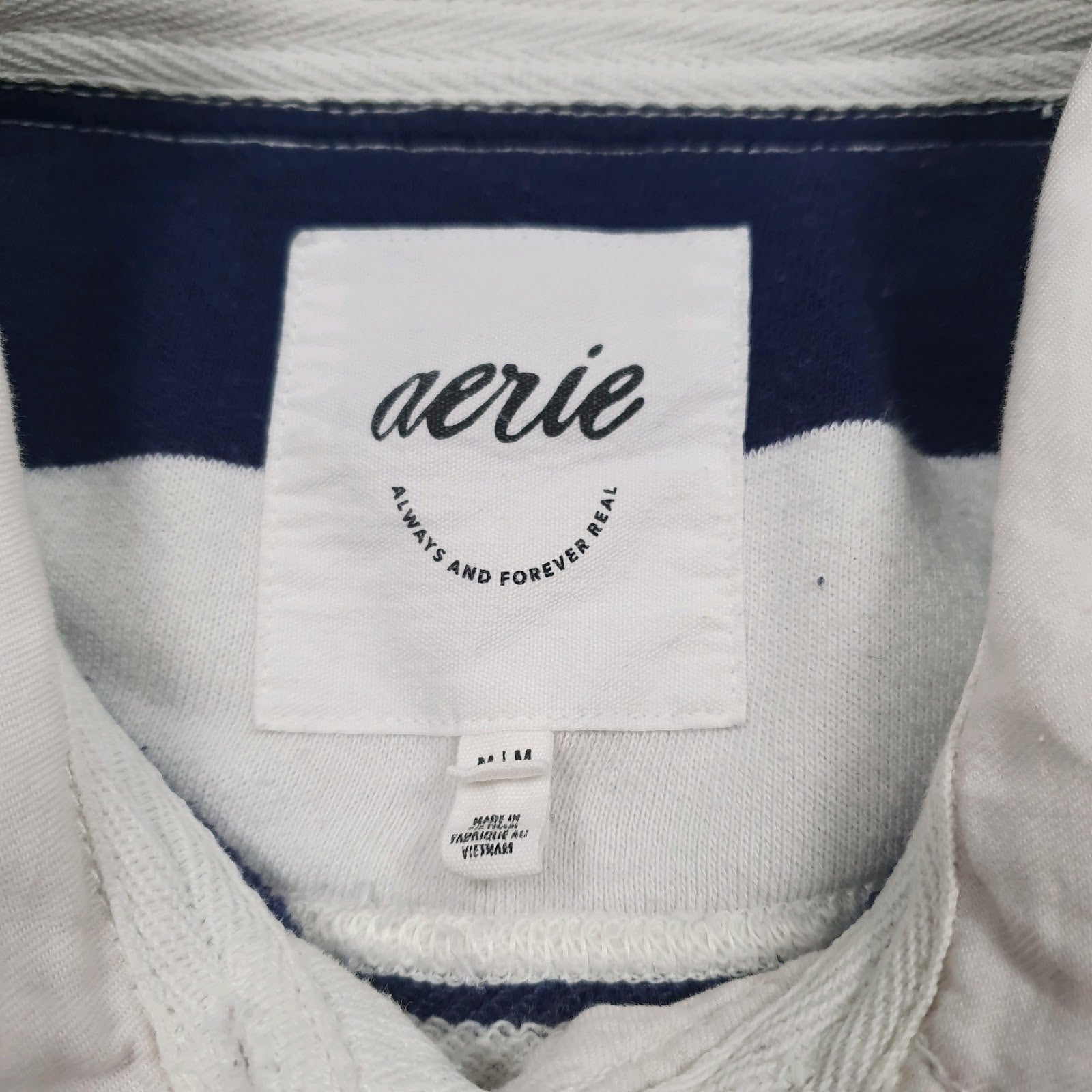 Womens White Aerie Rugby Crewneck Polo Shirt