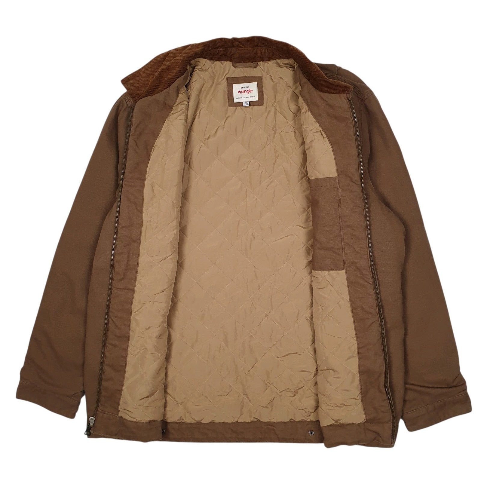 Mens Brown Wrangler Bomber Quilt Lined Detroit  Coat