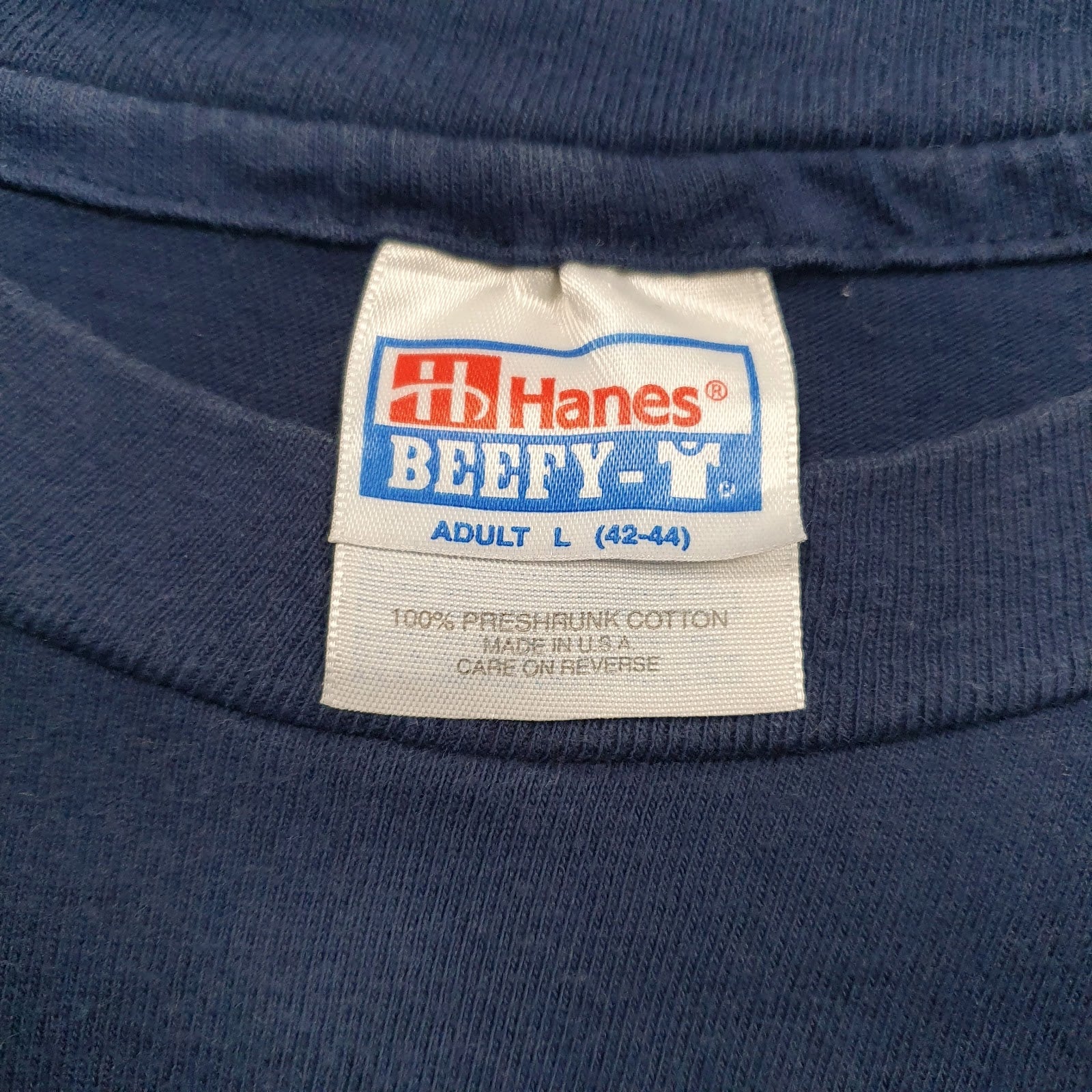 Mens Navy Hanes Vintage 90s Made In USA  T Shirt