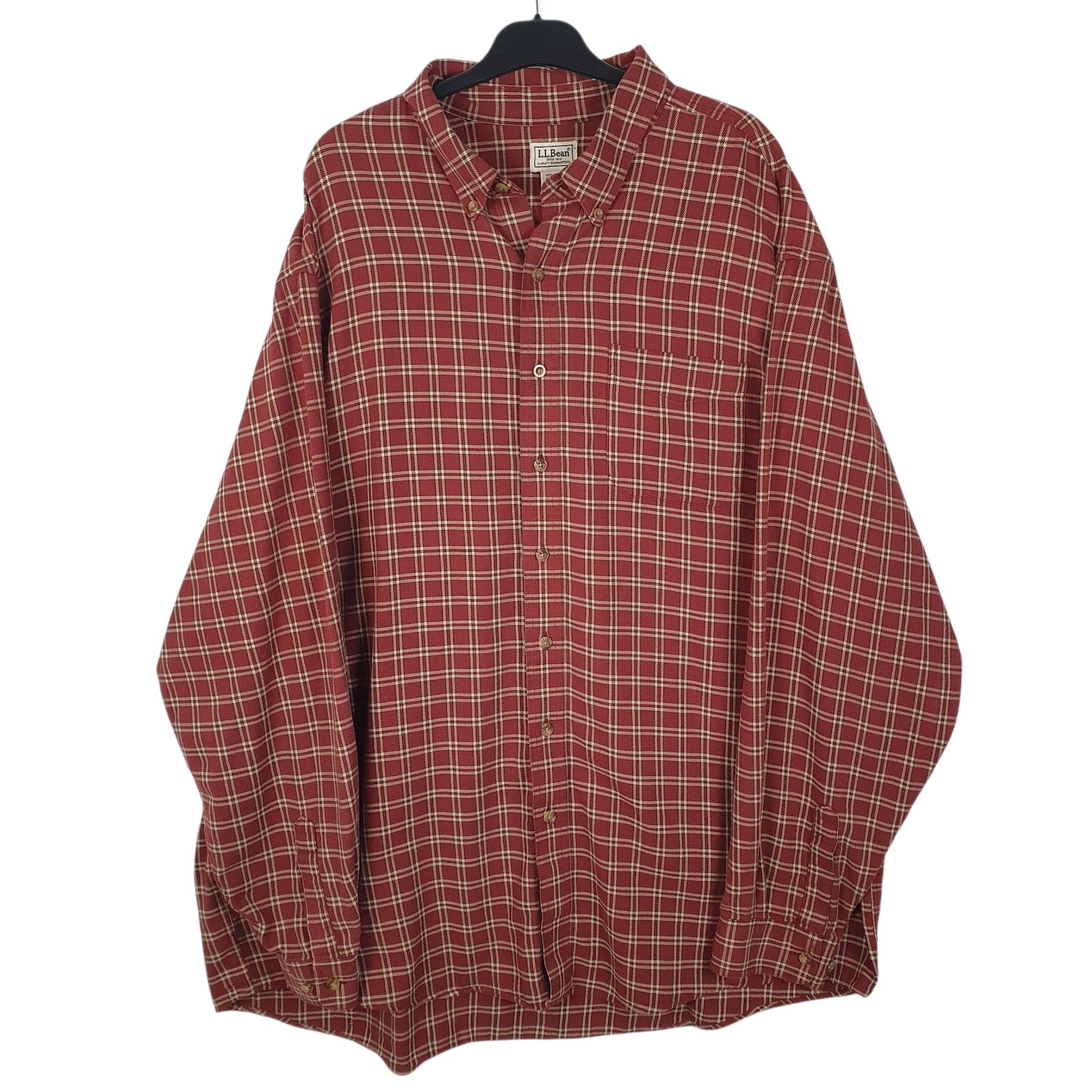 Mens Red L.L.Bean Flannel Long Sleeve Shirt