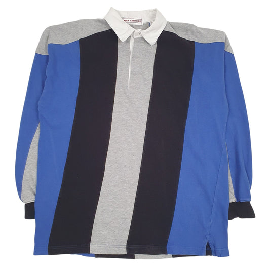 Mens Blue John Ashford Rugby Oversized Long Sleeve Polo Shirt