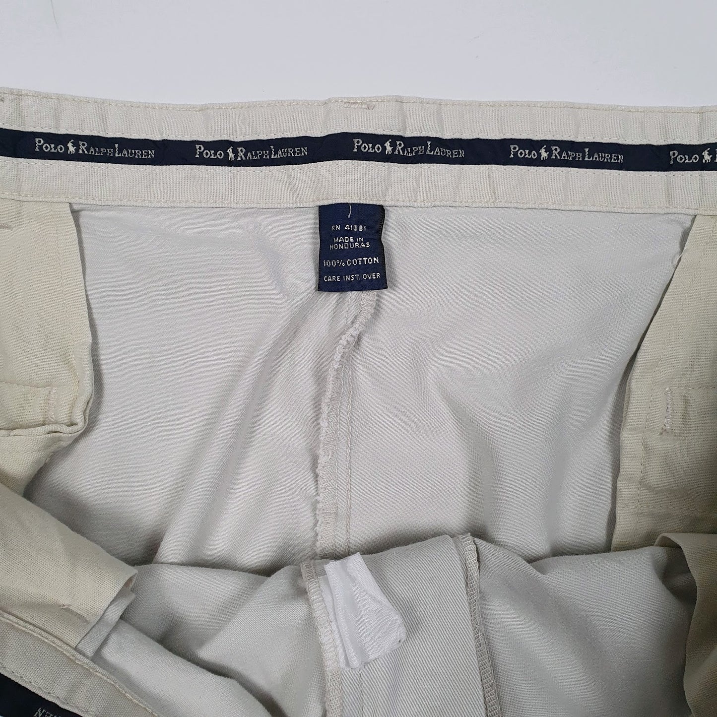 Mens Cream Polo Ralph Lauren Vintage 90s Hammond Pant Double Pleated  Trousers