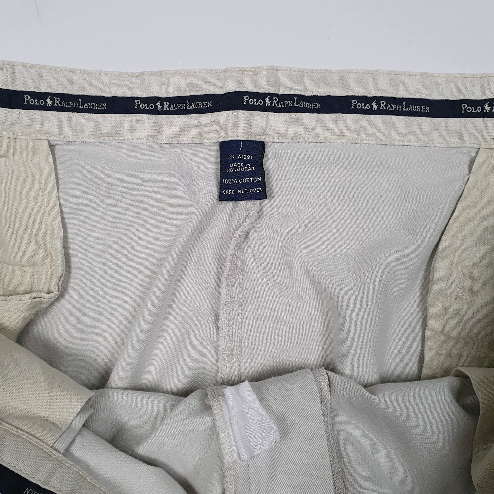 Mens Cream Polo Ralph Lauren Vintage 90s Hammond Pant Double Pleated  Trousers