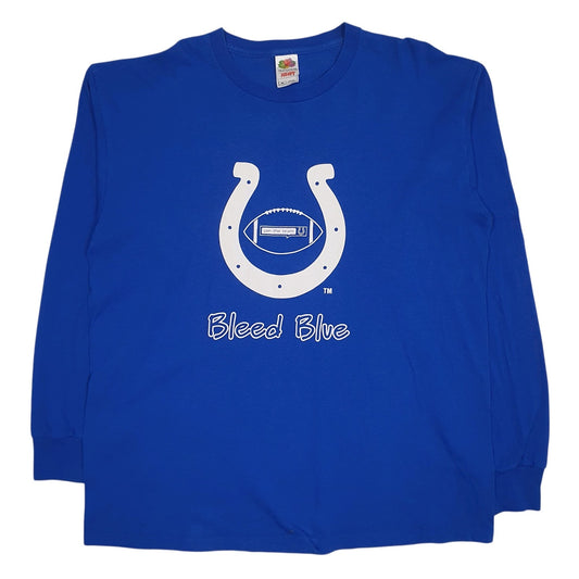 Mens Blue Fruit Of The Loom  Long Sleeve T Shirt