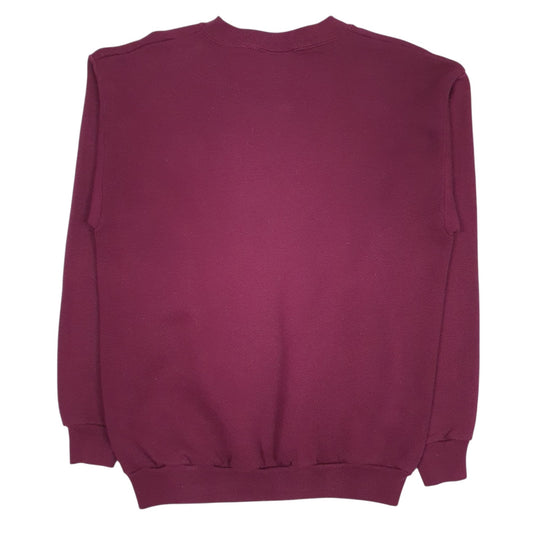 Mens Burgundy Tultex Graphic Vintage 90s Crewneck Jumper